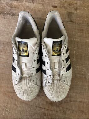 adidas White Sneakers with Black Accents